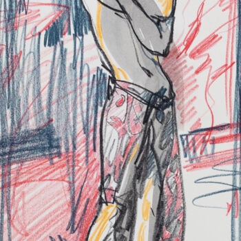 Drawing titled "A young man in a pa…" by Sergey Sovkov, Original Artwork, Conté