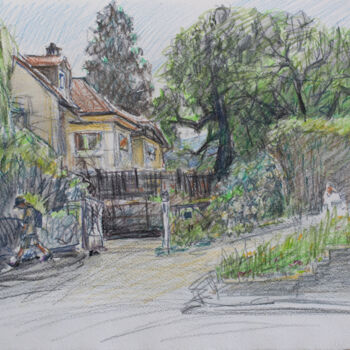 Drawing titled "Small house in Eich…" by Sergey Sovkov, Original Artwork, Watercolor