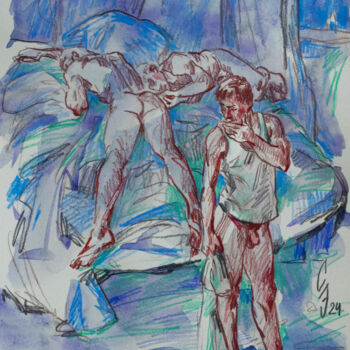 Tekening getiteld "Quiet night" door Sergey Sovkov, Origineel Kunstwerk, Aquarel