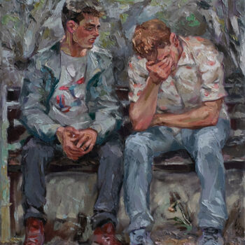 Painting titled "Words of support." by Sergey Sovkov, Original Artwork, Oil
