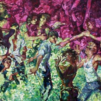 Pittura intitolato "Foam party (the rig…" da Sergey Sovkov, Opera d'arte originale, Olio