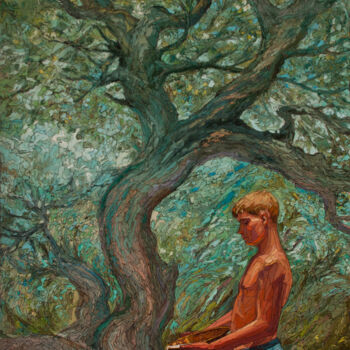 Pittura intitolato "Boy and Tree" da Sergey Sovkov, Opera d'arte originale, Olio