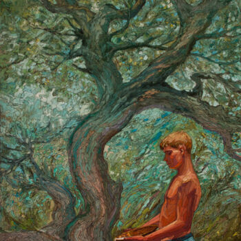 Ζωγραφική με τίτλο "Boy and Tree" από Sergey Sovkov, Αυθεντικά έργα τέχνης, Λάδι