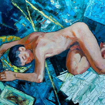 Pittura intitolato "Sleeping dreamer" da Sergey Sovkov, Opera d'arte originale, Olio