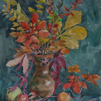 Painting titled "Autumn Still Life" by Sergey Sovkov, Original Artwork, Watercolor