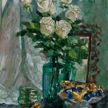 Картина под названием "Roses and Sweets" - Sergey Sovkov, Подлинное произведение искусства, Масло