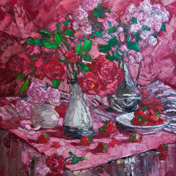 Malarstwo zatytułowany „Roses and Strawberr…” autorstwa Sergey Sovkov, Oryginalna praca