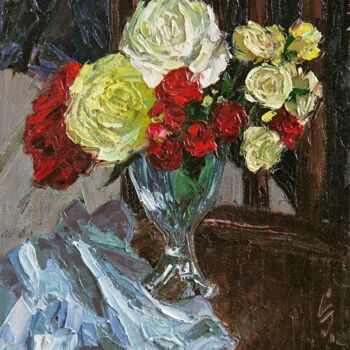 Painting titled "Small Roses" by Sergey Sovkov, Original Artwork