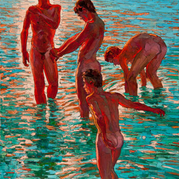 Painting titled "Bathing in the Sun" by Sergey Sovkov, Original Artwork