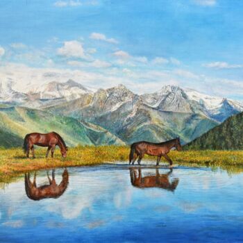 Painting titled "CLEAR DAY IN THE MO…" by Sergey Suslov, Original Artwork, Oil Mounted on Wood Stretcher frame