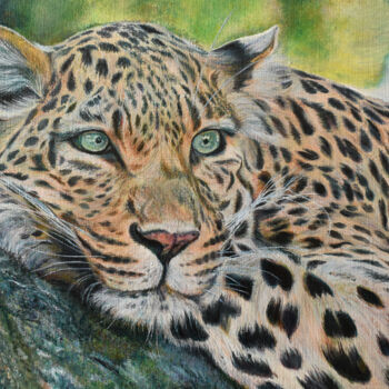 Картина под названием "Leopard" - Sergey Suslov, Подлинное произведение искусства, Масло