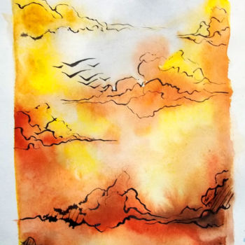 Картина под названием "the sky in the sun" - Sergey T, Подлинное произведение искусства, Акварель