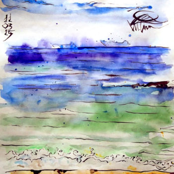Картина под названием "sketches on sea" - Sergey T, Подлинное произведение искусства, Акварель