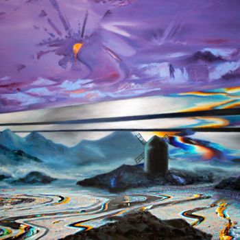 제목이 "Spill Your Moon On…"인 미술작품 Sergey Lutsenko로, 원작, 기름 나무 들것 프레임에 장착됨