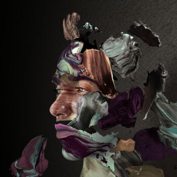Arte digital titulada "Lewis Hamilton" por Sergey Lutsenko, Obra de arte original, Modelado 3D Montado en Bastidor de camill…