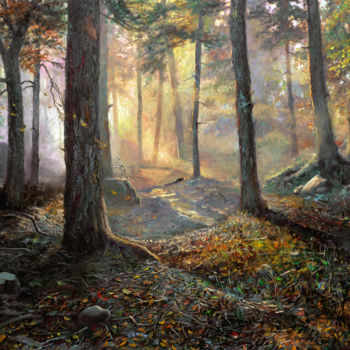 Schilderij getiteld "Golden Morning" door Sergey Lutsenko, Origineel Kunstwerk, Olie