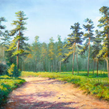 Painting titled "Summer Days" by Sergey Lutsenko, Original Artwork, Oil Mounted on Wood Stretcher frame