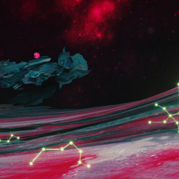 Arte digital titulada "Moonmelting" por Sergey Lutsenko, Obra de arte original, Modelado 3D Montado en Bastidor de camilla d…