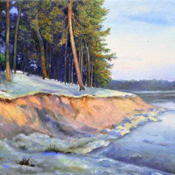 Painting titled "March" by Sergey Lutsenko, Original Artwork, Oil Mounted on Wood Stretcher frame