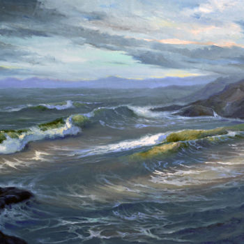 Pittura intitolato "Beryl waves" da Sergey Lutsenko, Opera d'arte originale, Olio Montato su Telaio per barella in legno