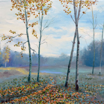 Картина под названием "Fall of the leaves" - Sergey Lutsenko, Подлинное произведение искусства, Масло Установлен на Деревянн…