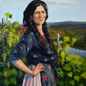 Peinture intitulée "Portrait of a gypsy…" par Serghei Ghetiu, Œuvre d'art originale, Huile Monté sur Châssis en bois