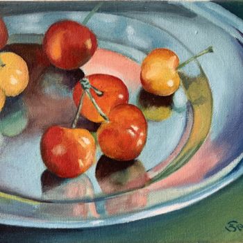 Peinture intitulée "Sweet cherries" par Sergii Selega, Œuvre d'art originale, Huile
