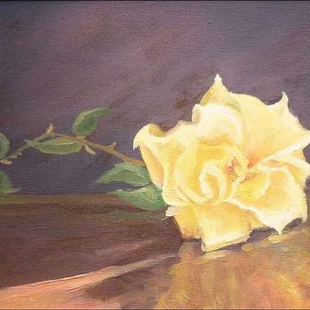 Painting titled "Желтая роза." by Sergik, Original Artwork, Oil