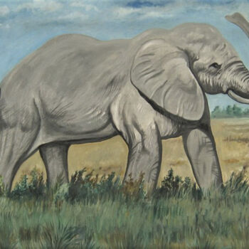 Pintura titulada "El Elefante africano" por Sergio Cabeza, Obra de arte original, Oleo
