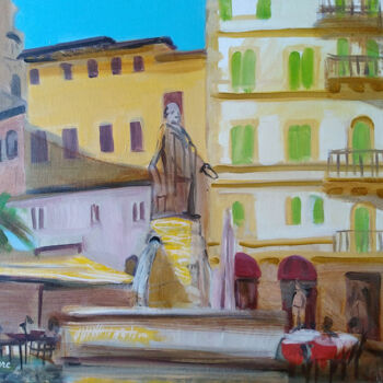 Painting titled "PIAZZETTA EROI SANR…" by Sergio Carcereri, Original Artwork, Oil Mounted on Wood Stretcher frame