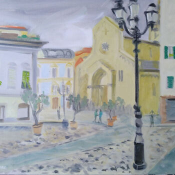 Painting titled "SCORCIO DI SANREMO…" by Sergio Carcereri, Original Artwork, Oil Mounted on Wood Stretcher frame