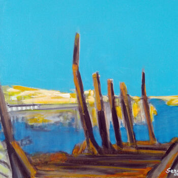 Картина под названием "Porto vecchio a San…" - Sergio Carcereri, Подлинное произведение искусства, Масло Установлен на Дерев…