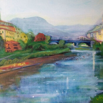 Painting titled "Val Roya dalla Pass…" by Sergio Carcereri, Original Artwork, Oil Mounted on Wood Stretcher frame