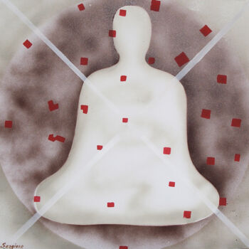 Ζωγραφική με τίτλο "meditation  4" από Sergio Carcereri, Αυθεντικά έργα τέχνης, Λάδι Τοποθετήθηκε στο Ξύλινο φορείο σκελετό