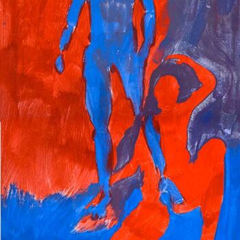 Painting titled "Passione in rosso e…" by Sergio Carcereri, Original Artwork, Tempera