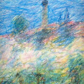 Painting titled "Paesaggio di primav…" by Sergio Carcereri, Original Artwork, Pastel