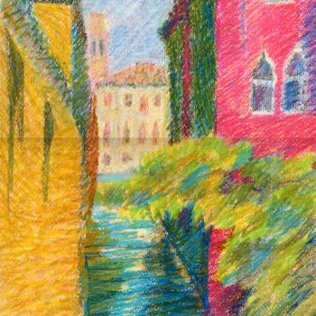 Drawing titled "Scorcio di Venezia" by Sergio Carcereri, Original Artwork, Pastel