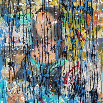 Pittura intitolato "Povera Gioconda" da Sergio Carcereri, Opera d'arte originale, Olio Montato su Pannello di legno
