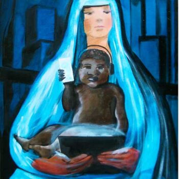 Peinture intitulée "Nuove Maternità" par Sergio Carcereri, Œuvre d'art originale, Huile Monté sur Châssis en bois