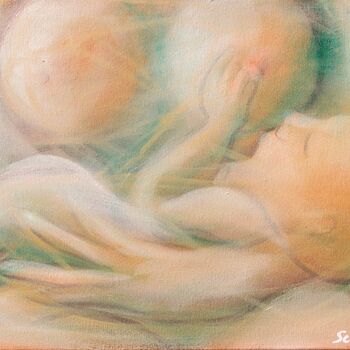 Painting titled "Maternità.  .gif" by Sergio Carcereri, Original Artwork, Oil