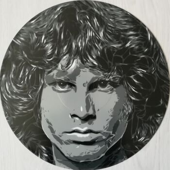 제목이 "Jim Morrison "Stran…"인 미술작품 Sérgio Clemente로, 원작, 페인트 스프레이 기타 단단한 패널에 장착됨