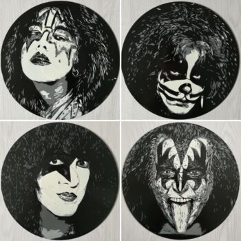 Pintura intitulada "Kiss Hard Rock Vinyl" por Sérgio Clemente, Obras de arte originais, Tinta spray
