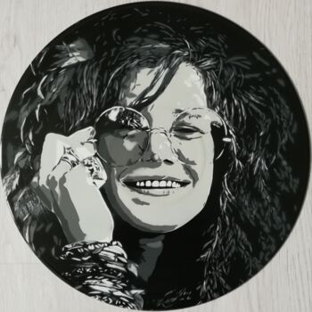 Schilderij getiteld "Janis Joplin" door Sérgio Clemente, Origineel Kunstwerk, Graffiti