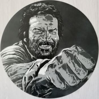 Schilderij getiteld "Bud Spencer" door Sérgio Clemente, Origineel Kunstwerk, Graffiti