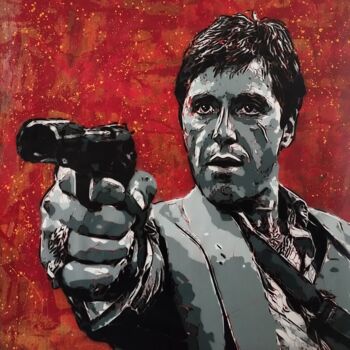 Ζωγραφική με τίτλο "Al Pacino Scarface" από Sérgio Clemente, Αυθεντικά έργα τέχνης, Ακρυλικό