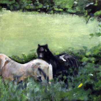 Painting titled "Caballos." by Sergio Decoster, Original Artwork, Oil