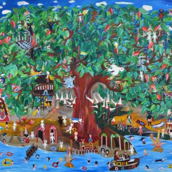 Peinture intitulée "The tree" par Sergio Gio, Œuvre d'art originale, Huile