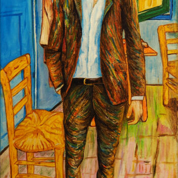 Painting titled "VINCENT AT HOME (Vi…" by Sergio Lanna (Sir Joe), Original Artwork, Oil Mounted on Wood Stretcher frame