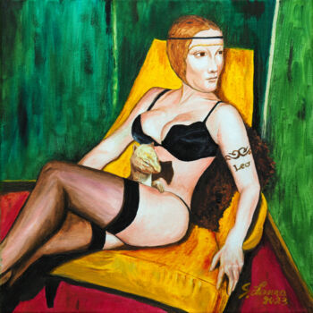 Картина под названием "Sexy lady with ermi…" - Sergio Lanna (Sir Joe), Подлинное произведение искусства, Масло Установлен на…