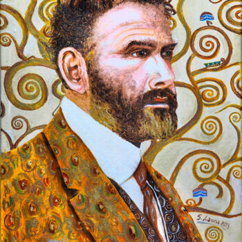 Peinture intitulée "Klimt portrait" par Sergio Lanna (Sir Joe), Œuvre d'art originale, Huile Monté sur Châssis en bois